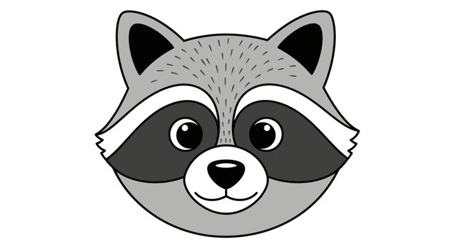 Cute cartoon raccoon face closeup.