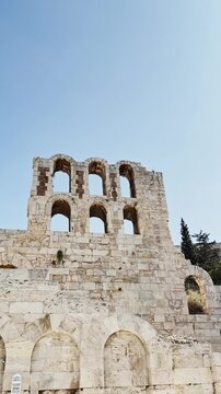 Low Angle View of the Odeon of Herodes Atticus Ruins