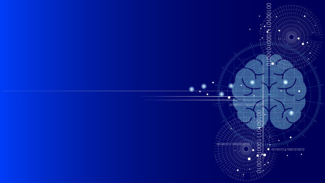 AI Artificial Intelligence and Digital Network Abstract Blue Background with Copy Space (Editable Vector)