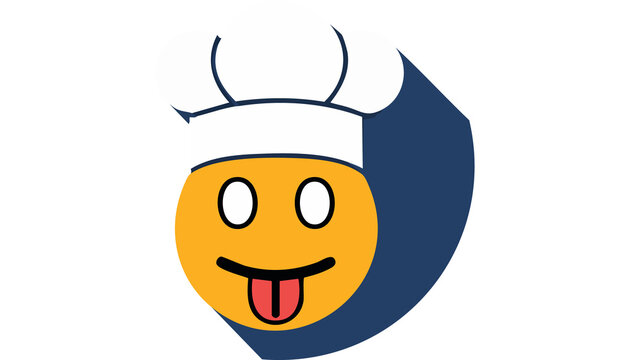 Chef emoji face wearing hat with playful tongue out expression representing humorous cooking character design transparent png