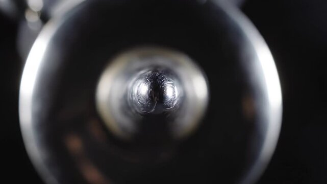 Abstract Closeup View Inside Shiny Metal Cylinder Tunnel.