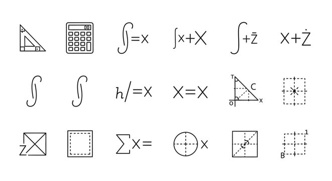 Mathematical symbols and calculations vector illustration set design