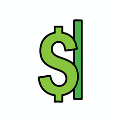 Obraz premium Stylish Green Dollar Sign Icon for Finance and Business Concepts