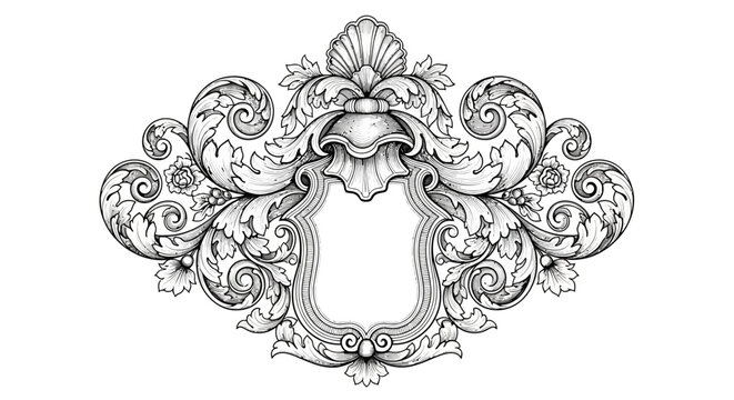 Elegant decorative ornamental design with floral elements and ornate scrolls