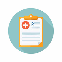 Fototapeta premium Medical Prescription Document Icon in Flat Design Style