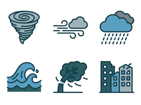Natural Disaster Icons Set.