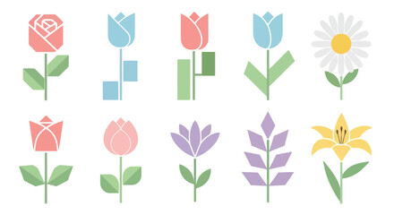 Obraz premium A collection of colorful flowers on green stems