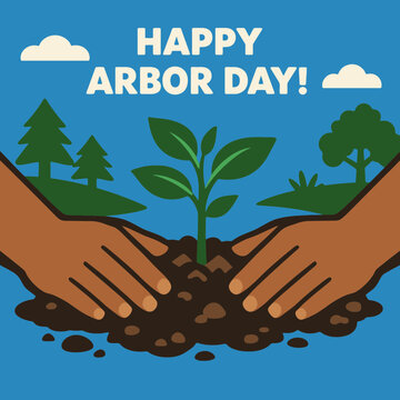 Hands Planting Seedling for Arbor Day