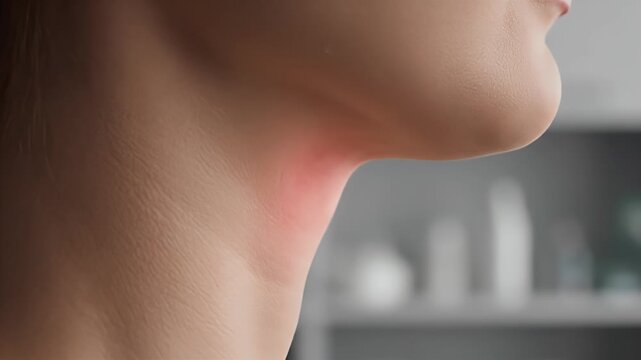Close up Profile of Female Neck Area With Subtle Redness Indicating Discomfort or Inflammation