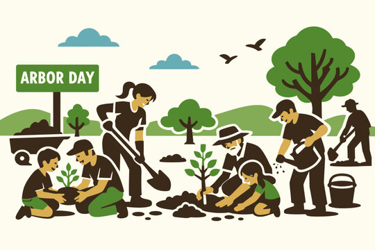 Community Group Tree Planting Arbor Day