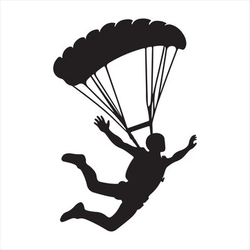 Skydiver vector silhouette outline logo design concept illustration idea
