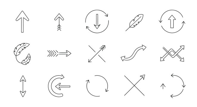A collection of various black and white arrow icons