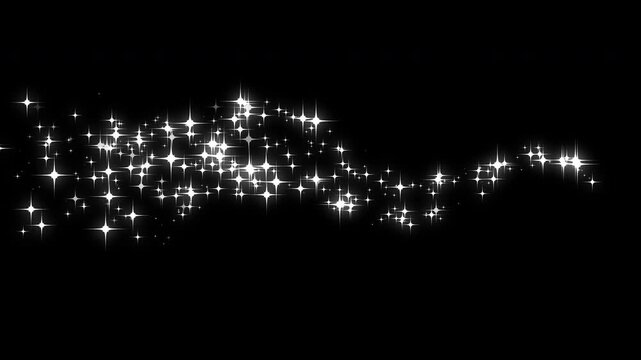 Magical glitter trail line animation, fast glowing star streaks, white shimmer particles, green screen alpha, sparkle transition effect, fantasy light motion background, 4k seamless loop