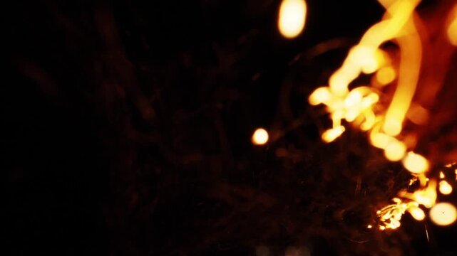 4k Slow motion shot of burning steel wool for cool transition, background and fire effects 