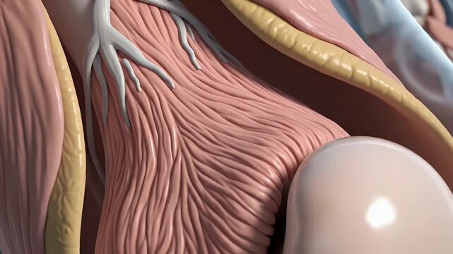 Detailed 3D Animation of a Healthy Human Knee Joint Showing Bones Ligaments Muscles and Synovial Fluid in Motion with Clear
