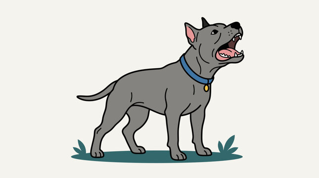 Pitbull Terrier Dog Barking Sketch Hand Drawn Animal Vector Illustration