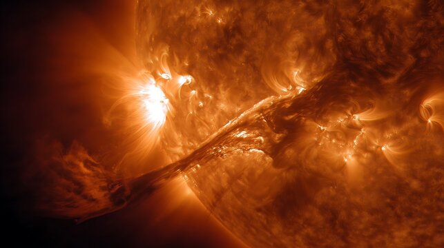Solar Flare with Prominence Eruption.