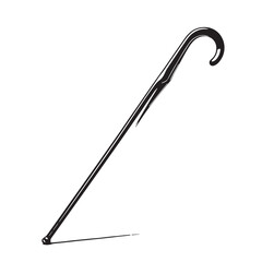Obraz premium Black Walking stick support Silhouette Vector, High Quality Illustration on White Background