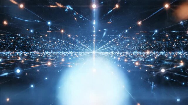 Abstract network of glowing nodes and lines for commercial backgrounds, digital design, and advertising