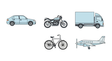 Fototapeta premium Various Vehicles and Bicycle.
