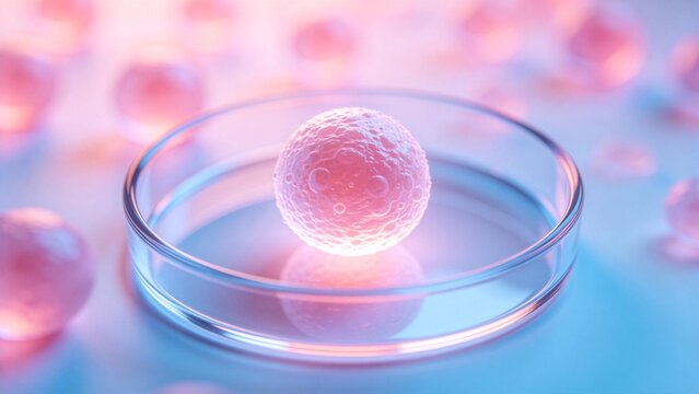 Moonlike sphere in petri dish