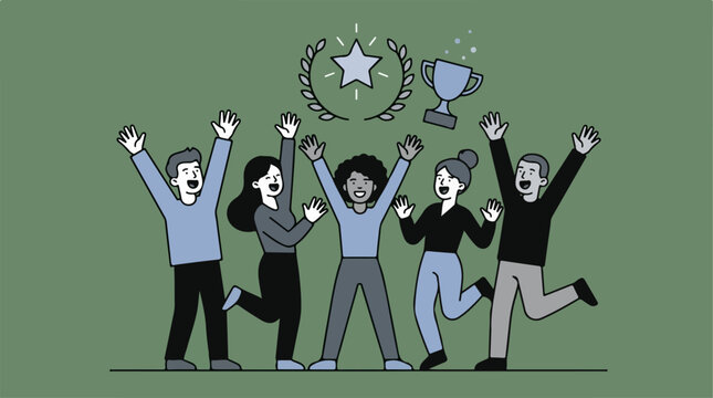 Diverse Group Celebrating Success Together.