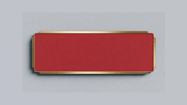 Elegant blank red and gold rectangular design element, perfect for sophisticated custom text, logos, or decorative accents, enhancing branding and diverse graphic projects