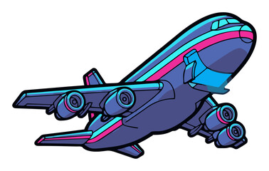 Naklejka premium Minimalist cargo plane line art icon. Generative AI