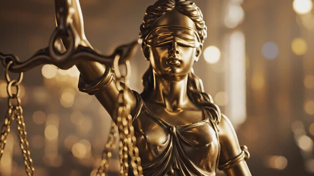 Statue of Lady Justice holding scales for commercial backgrounds, digital design, and advertising