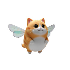 Naklejka premium Cute flying cat with fairy wings