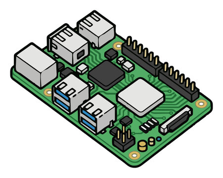 Minimalist raspberry pi line art icon. Generative AI