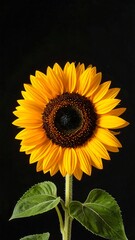 Fototapeta premium A bright yellow sunflower against a dark background