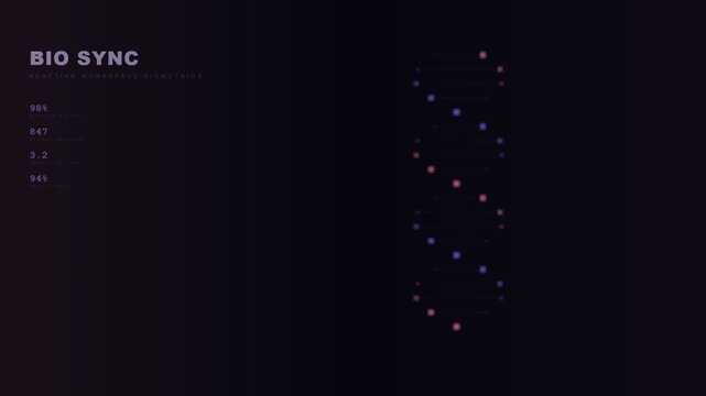 Exploring a cutting-edge interface with future workspace concepts, displaying adaptive biometric data and neural mapping for enhanced security and efficiency.