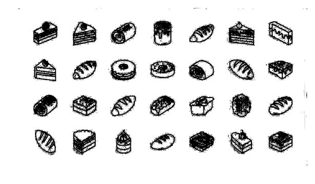 Bakery outline icons set pastry dessert bread and sweets vector eps10