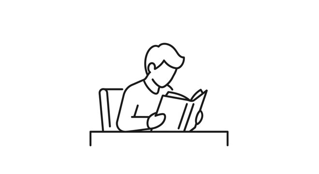 Man sitting and reading a book.