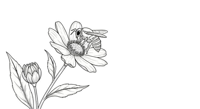 Bee on a flower collecting nectar.