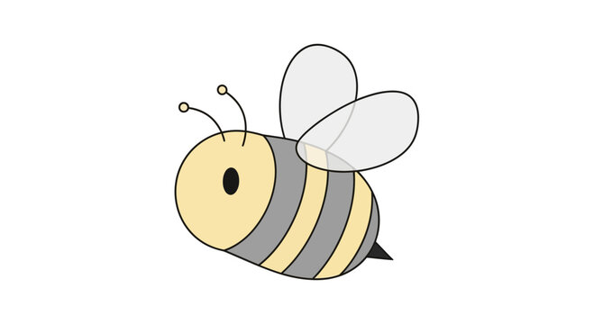 Cartoon bee flying with wings spread.