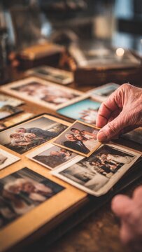 Hand Sorting Vintage Family Photographs