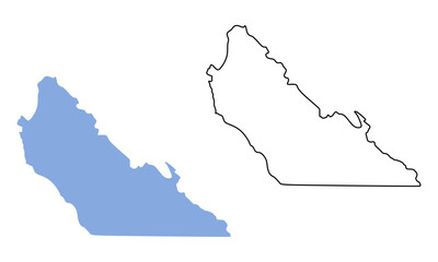 Obraz premium Map of Monterey County (California, USA) on white background. Map in different styles of outline and blue silhouette
