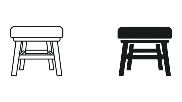 Stool Icons Set Furniture Vector Design