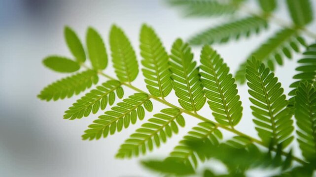 Sensitivity: Mimosa Touch. Characteristics of Living Things (Basic Life Processes). Foundational Science. a finger gently touching the leaf of a Mimosa Pudica plant, causing the leaves to fold inward
