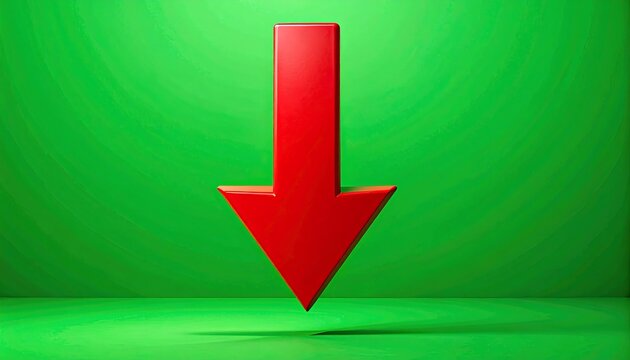 A large red arrow pointing downwards on a green background (1)