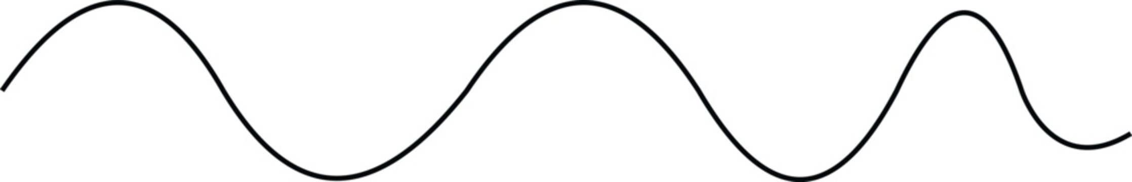 Black sine wave on white background, waveform oscillation