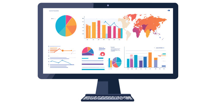 business graph on laptop