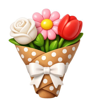 PNG Colorful bouquet emoji illustration.