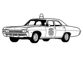 Vintage Sheriff Police Car Illustration Retro Classic Law Enforcement Vehicle © создать 8 углов
