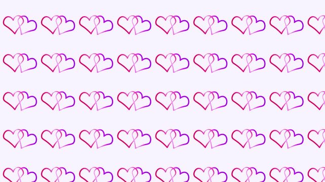 Animated Mothers Day Hearts Motion Background Seamless Looping Pink and Purple Interlocking Hearts Pattern Video for Romantic Celebrations Events and Display