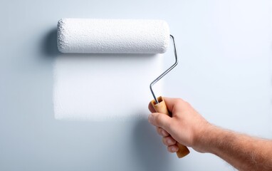 Obraz premium Hand Rolling Smooth Coat of Paint on Light Surface