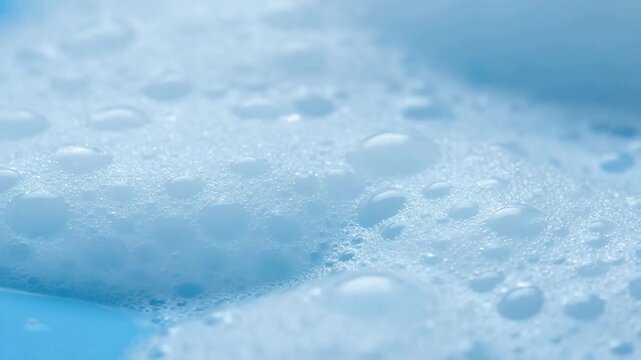 Closeup of blue soapy bubbles