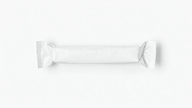 Blank white candy bar wrapper isolated on white background